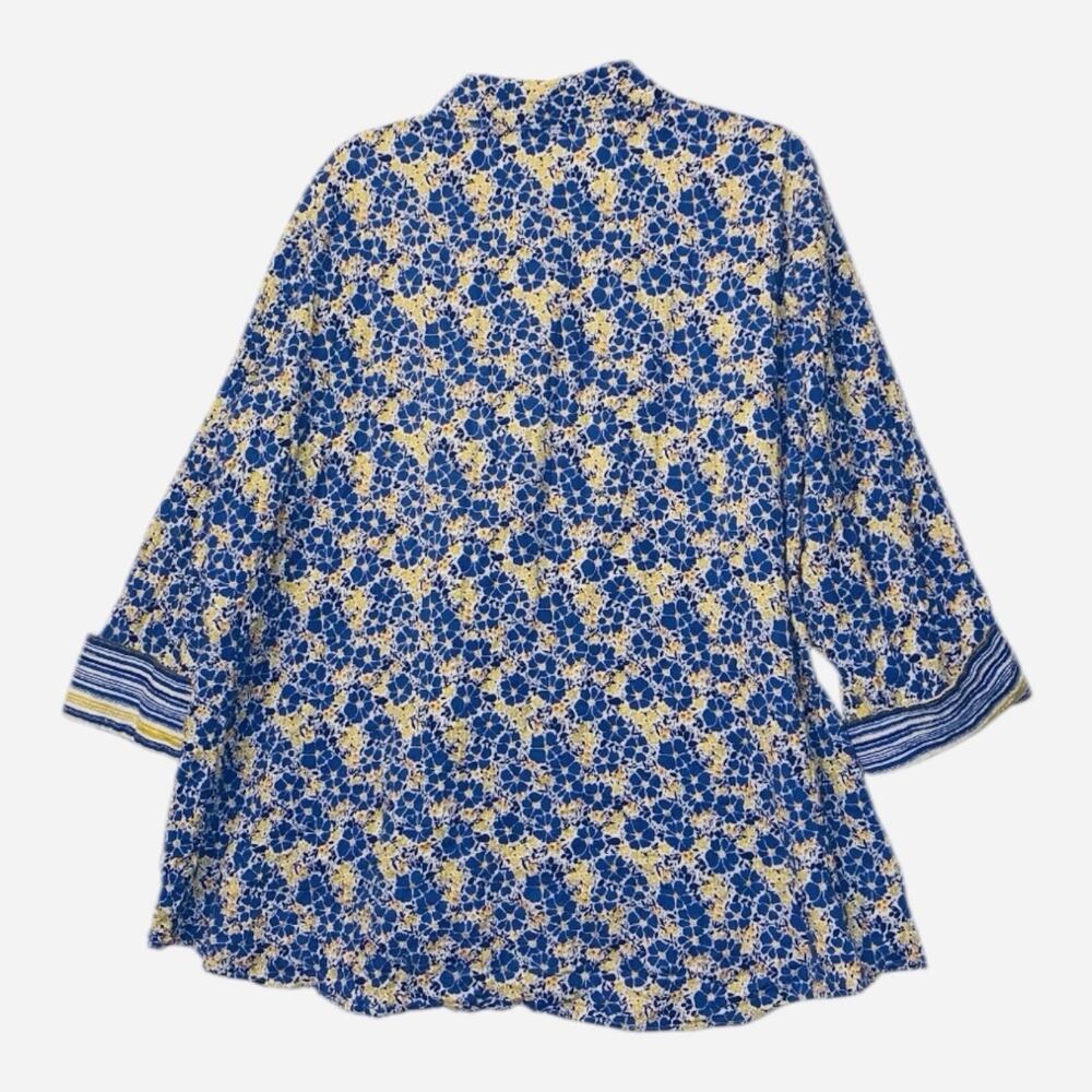 Habitat Top Womens Size XL Floral Textured Button Lagenlook Artsy Casual - Picture 2 of 7